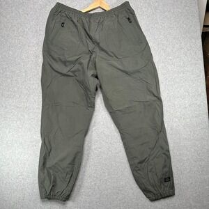 VTG Outersport Mens XL Green Nylon Track Pants Joggers Zip Pockets Elastic Waist
